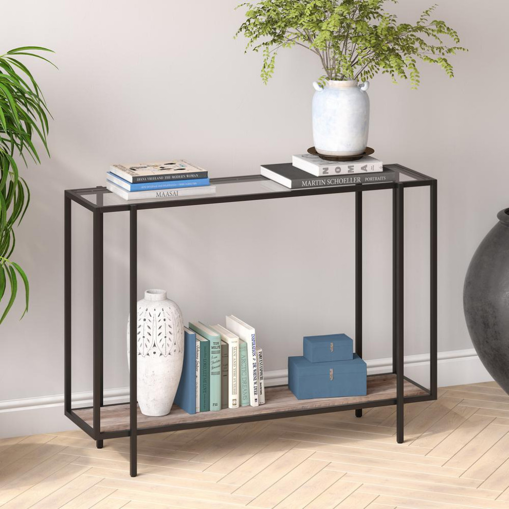 Vireo  42  x27 x27Wide Rectangular Console Table with MDF Shelf in Blackened...   Contemporary   Coffee Tables   by BisonOffice  Houzz