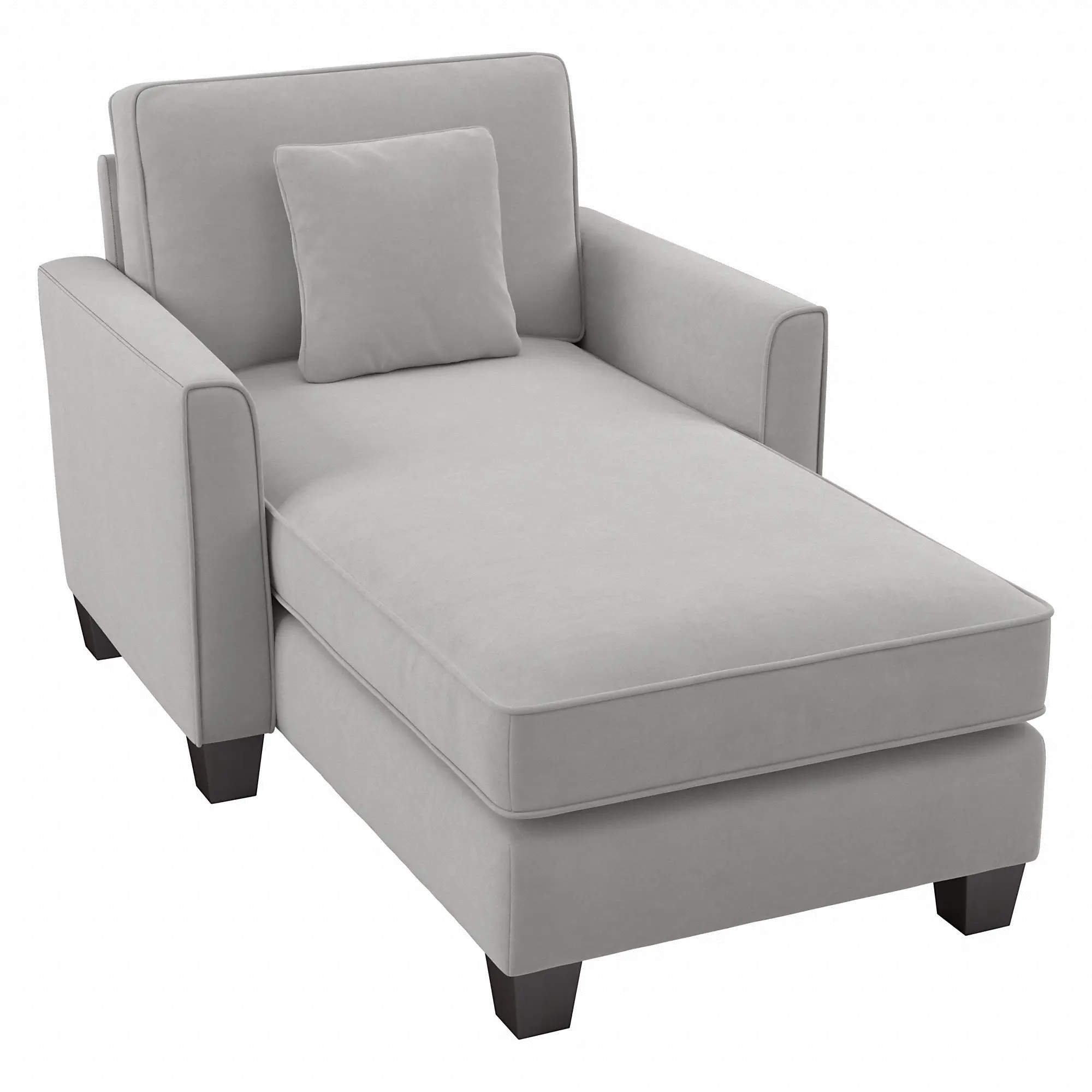 Flare Light Gray Microsuede Chaise Lounge with Arms - Bush Furniture