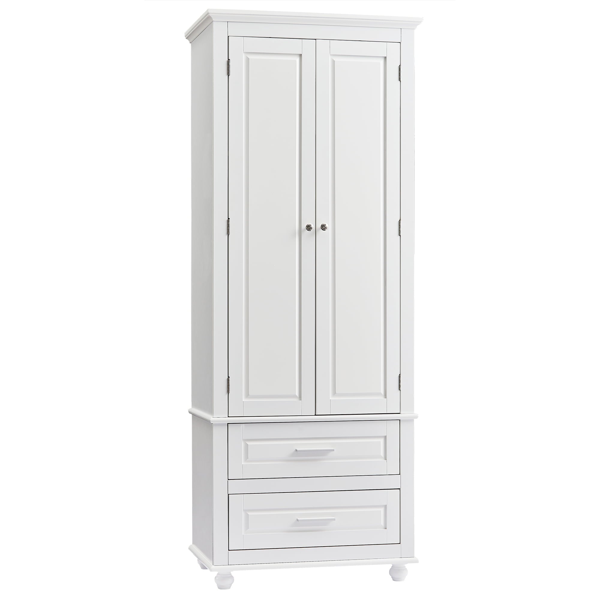 Bellemave Tall Storage Cabinet with Adjustable Shelves, Bathroom Cabinet, Wooden Storage Cabinet with 2 Drawers Storage Organizer Cupboard Floor Cabinet, White