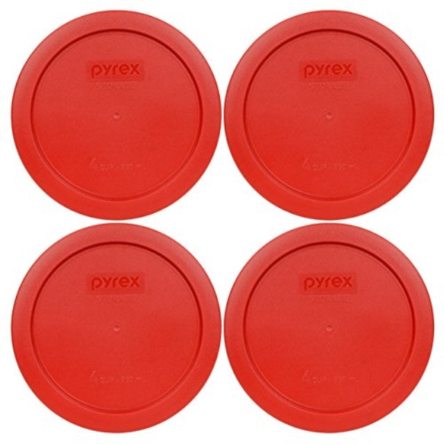 Pyrex 7201-PC Round 4 Cup Storage Lid for Glass Bowls (4， Poppy Red)