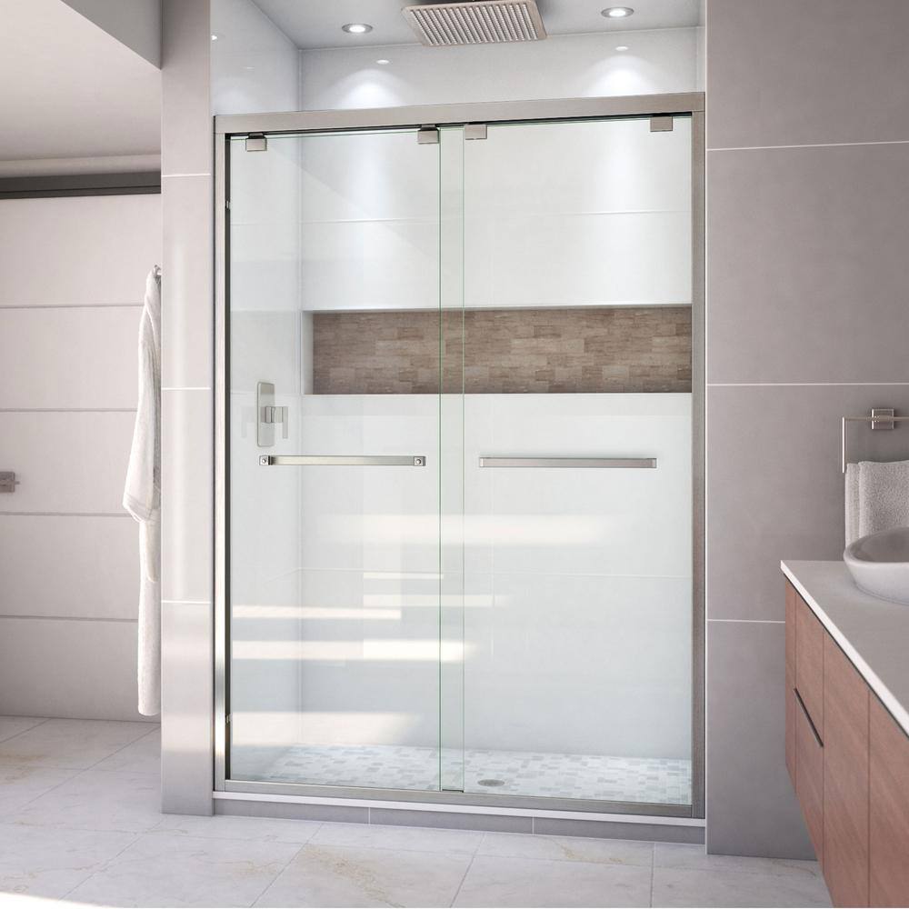 DreamLine Encore 50 in. to 54 in. x 76 in. Semi-Frameless Bypass Shower Door in Brushed Nickel SHDR-1654760-04