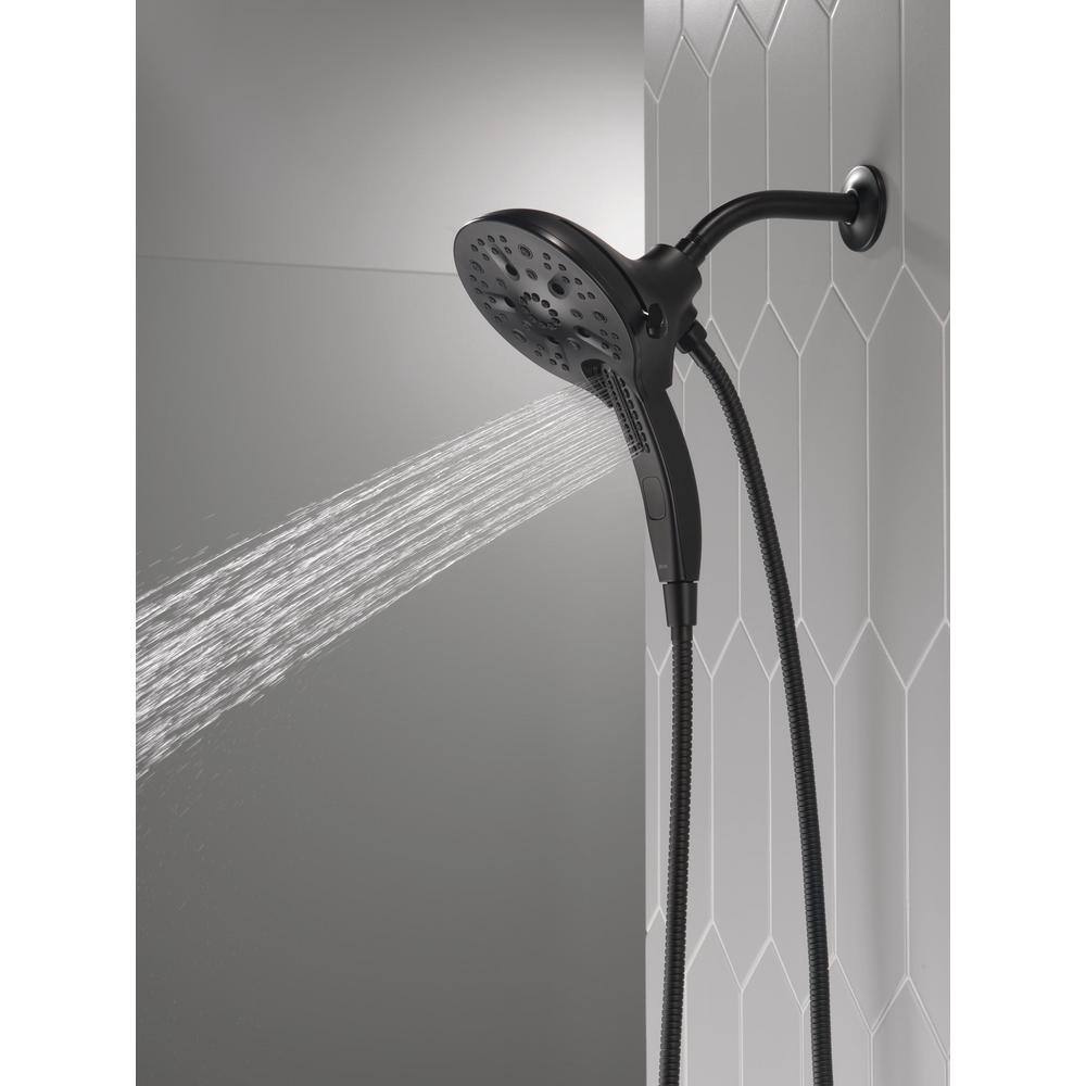 Delta In2ition 5-Spray Patterns 2.5 GPM 6.25 in. Wall Mount Dual Shower Heads in Matte Black 58620-BL25-PK