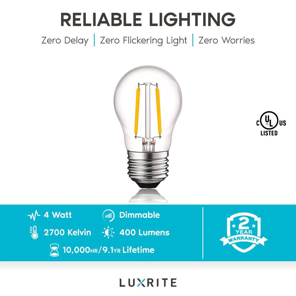 LUXRITE 40-Watt Equivalent A15 Dimmable Edison LED Light Bulbs Damp Rated 2700K Warm White (6-Pack) LR21623-6PK