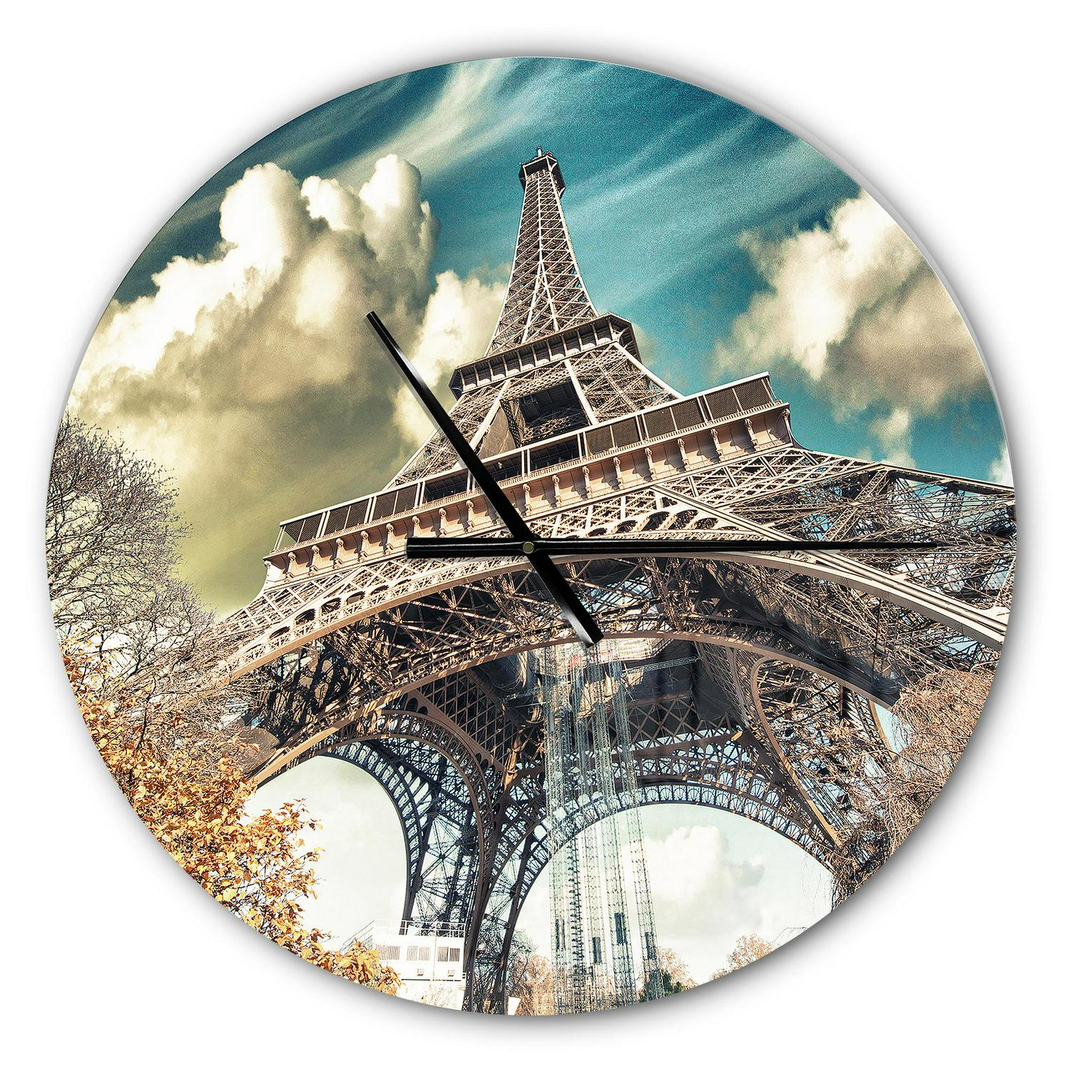 Designart 8216Street View of Paris Eiffel Tower 8216 Modern wall clock  Crowdfused