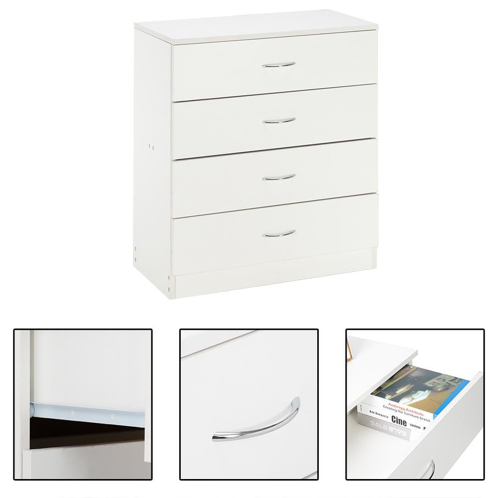 Winado MDF Wood Simple 4-Drawer Dresser White with Metal Handles