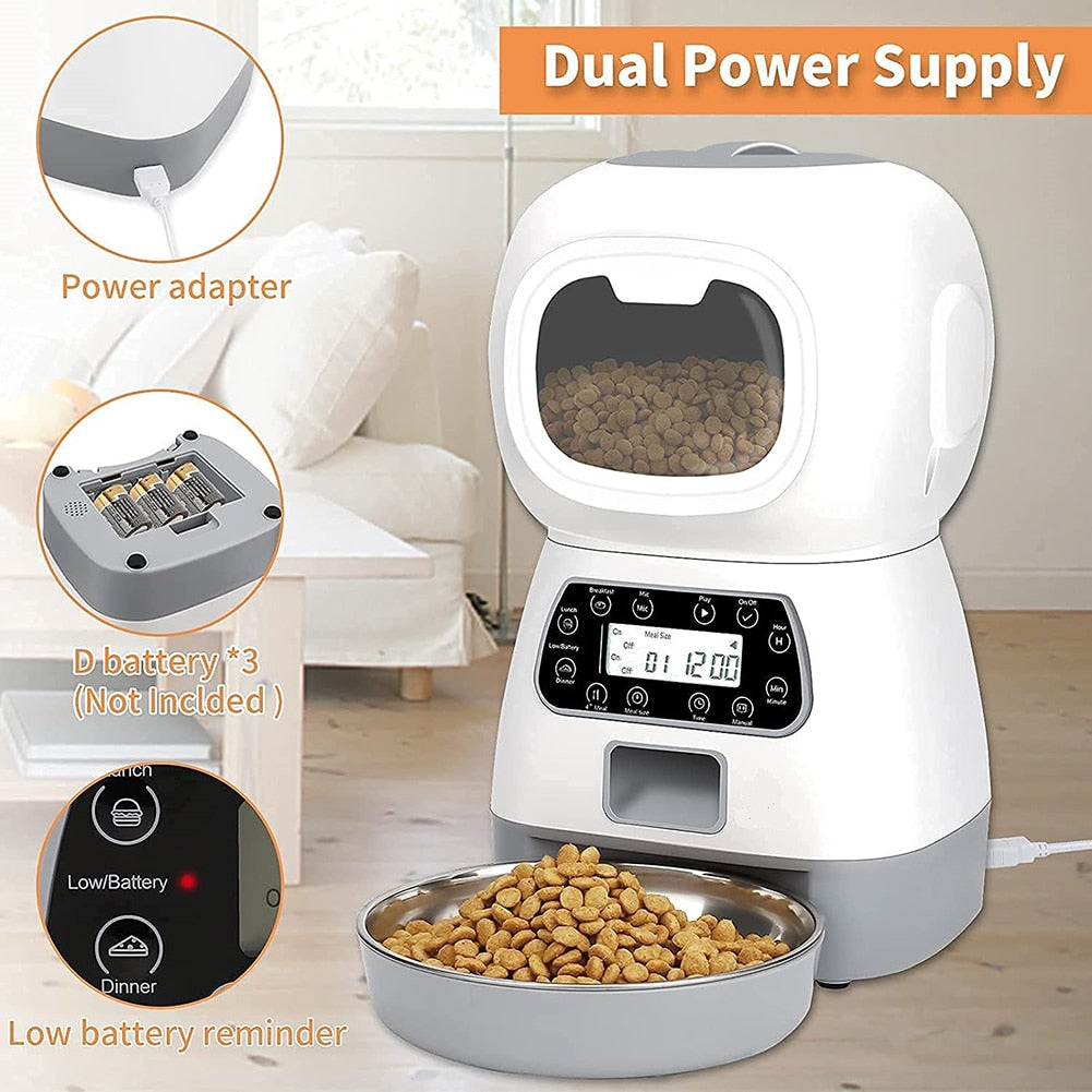 Household goods Automatic Pet Feeder Food Dispenser for Cats Dogs Smart Voice Record Timer Eating Bowl Container Auto Feeding Pet Supplies