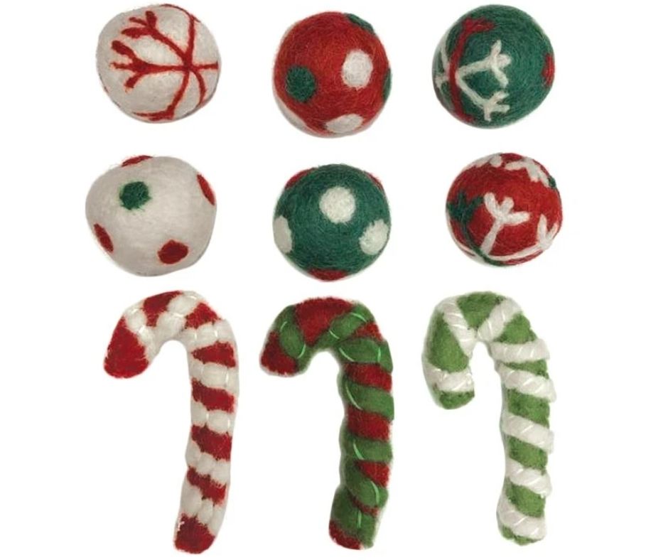 Karma Cat - Holiday Balls and Candy Cane Cat Toy