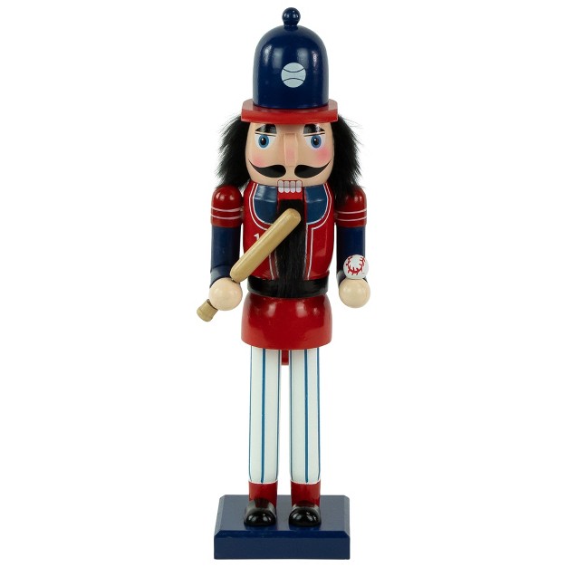 Red And Blue Wooden Christmas Nutcracker Baseball Player