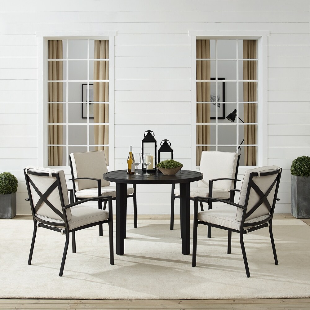 Kaplan 5Pc Outdoor Metal Round Dining Set  Table   4 Chairs