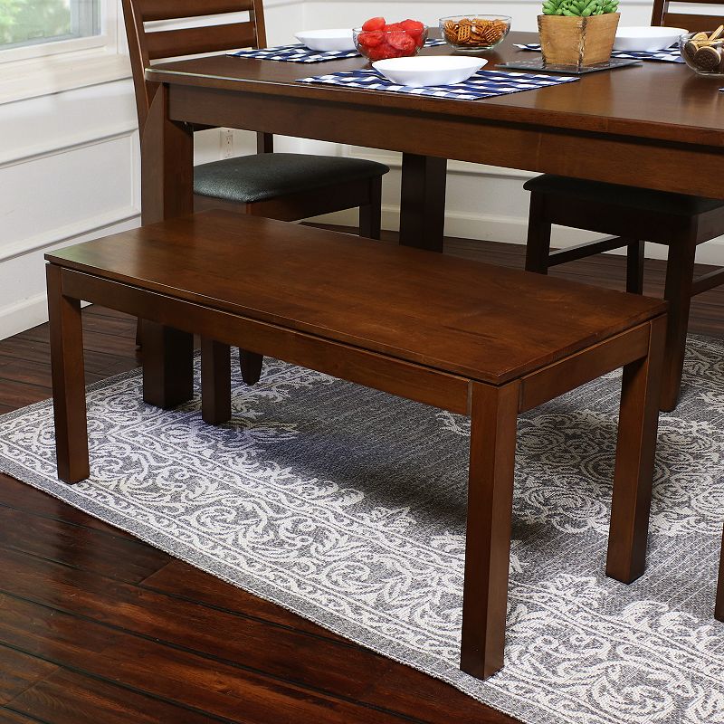 Sunnydaze 2-Person Wooden Shaker Style Dining Bench - Dark Walnut