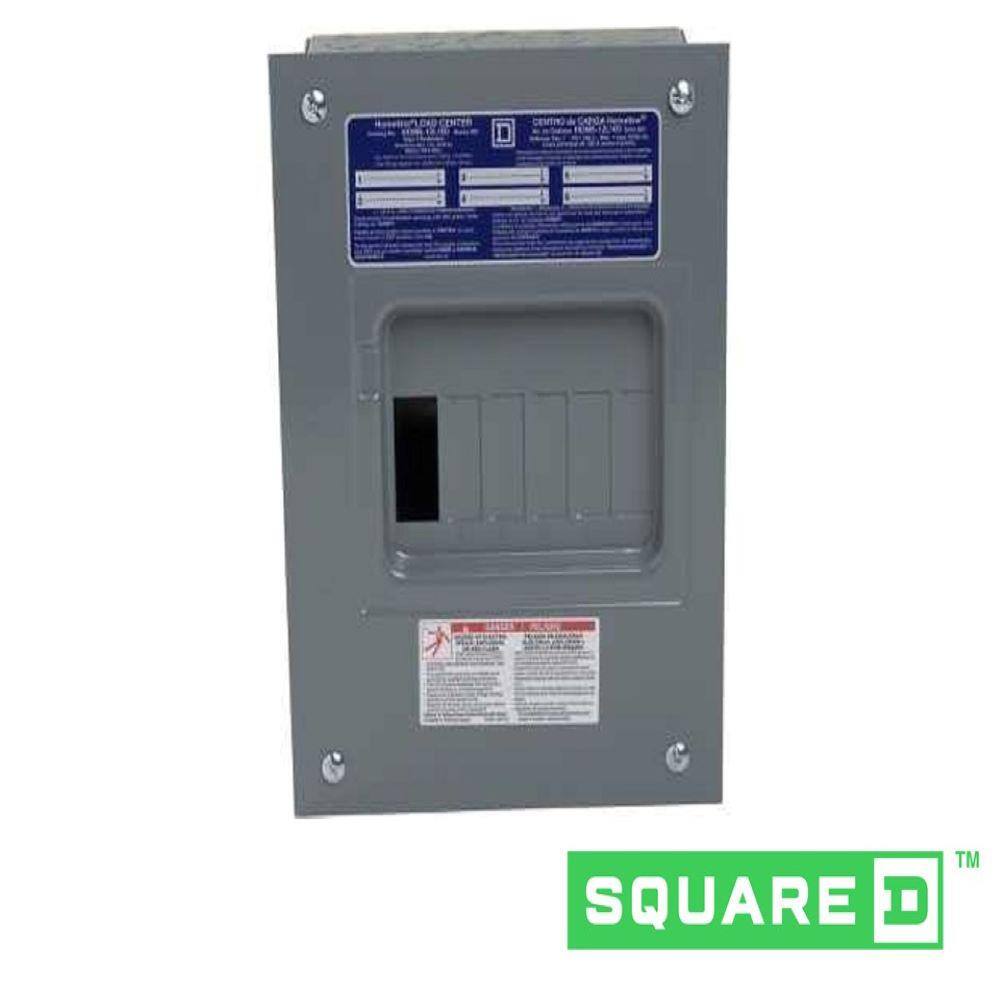 Square D Homeline 100 Amp 6-Space 12-Circuit Indoor Flush Mount Main Lug Load Center with Cover No Door(HOM612L100FCP) HOM612L100FCP