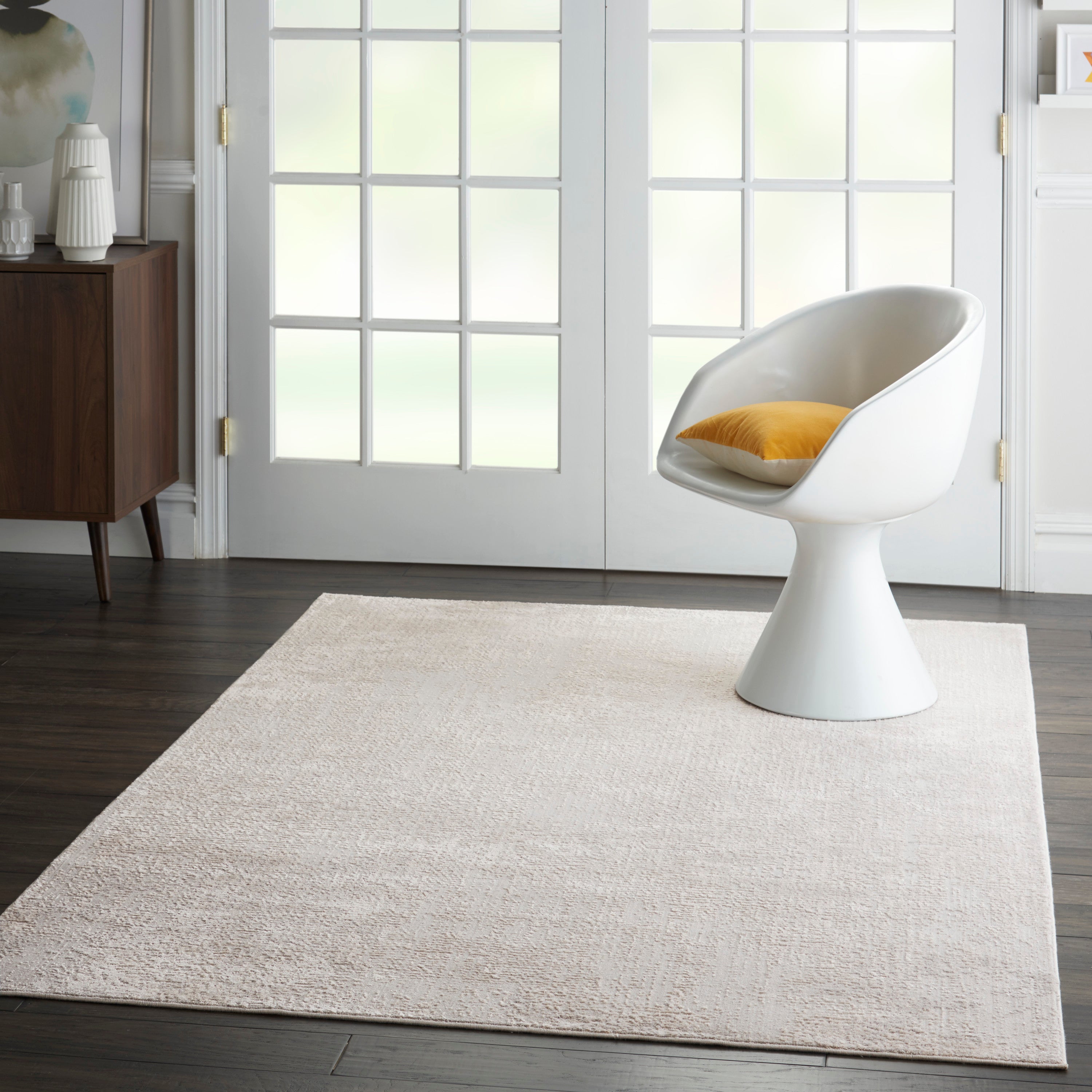 Silky Textures Ivory/Grey Rug