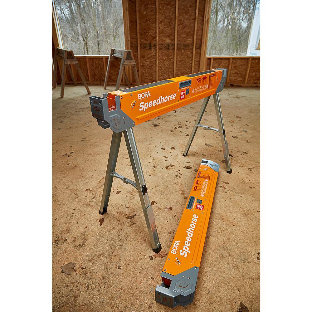 BORA 30 in. H Heavy Duty Steel Speedhorse Sawhorse with Auto Release Legs 1500 lbs. Capacity (2-Pack) PM-4500T