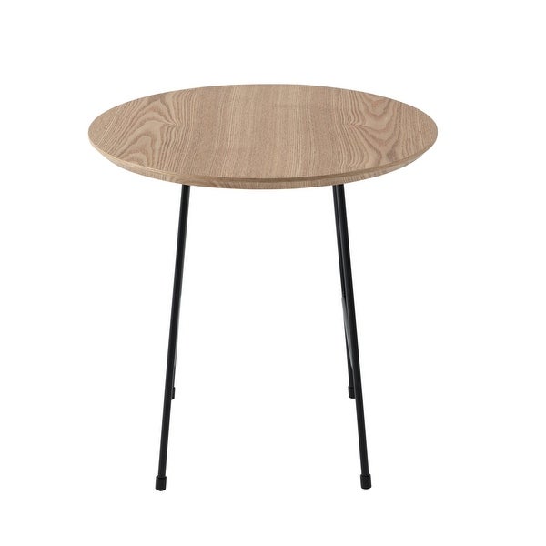 LeisureMod Rossmore Modern Round Side Table With Black Steel Frame - 19.7