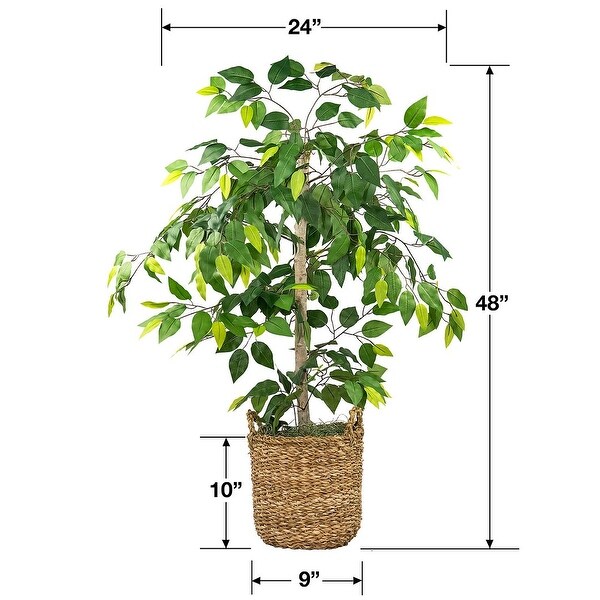 4Foot Artificial Ficus Tree in Handled Basket