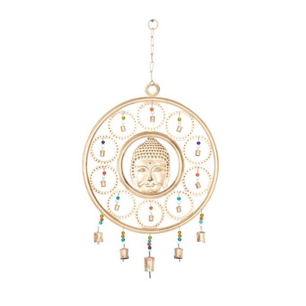 X 15 quot Eclectic Metal Buddha Windchime Gold Olivia amp May