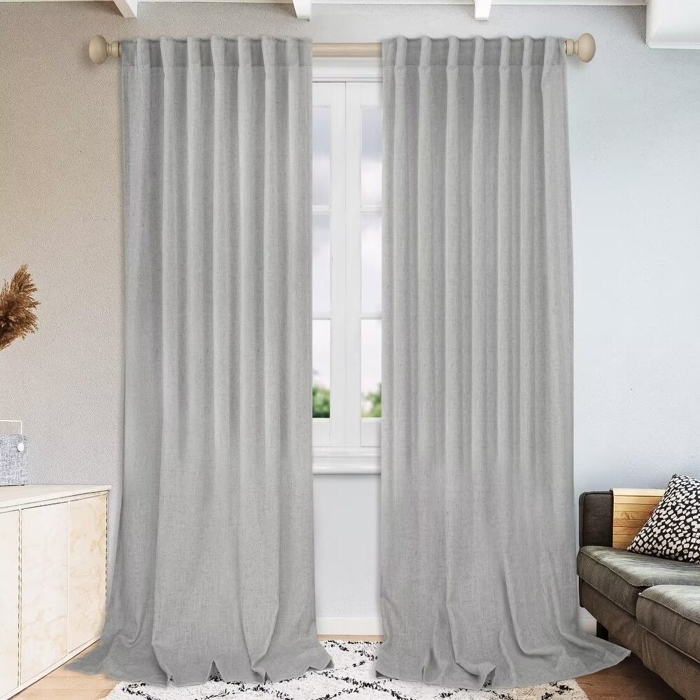 Linen Blend Back Tab Semi Sheer Curtain Pair(Set of 2)