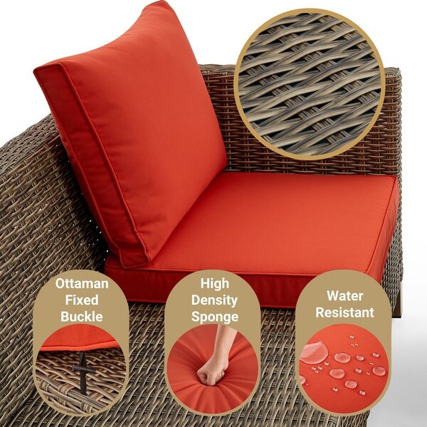 5Piece Outdoor Wicker Patio Conversation Set