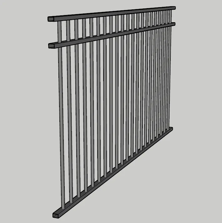 Powder coated Australia aluminium  3 rails flat top extend bottom welded pool fence panels 1200mm x 2400mm