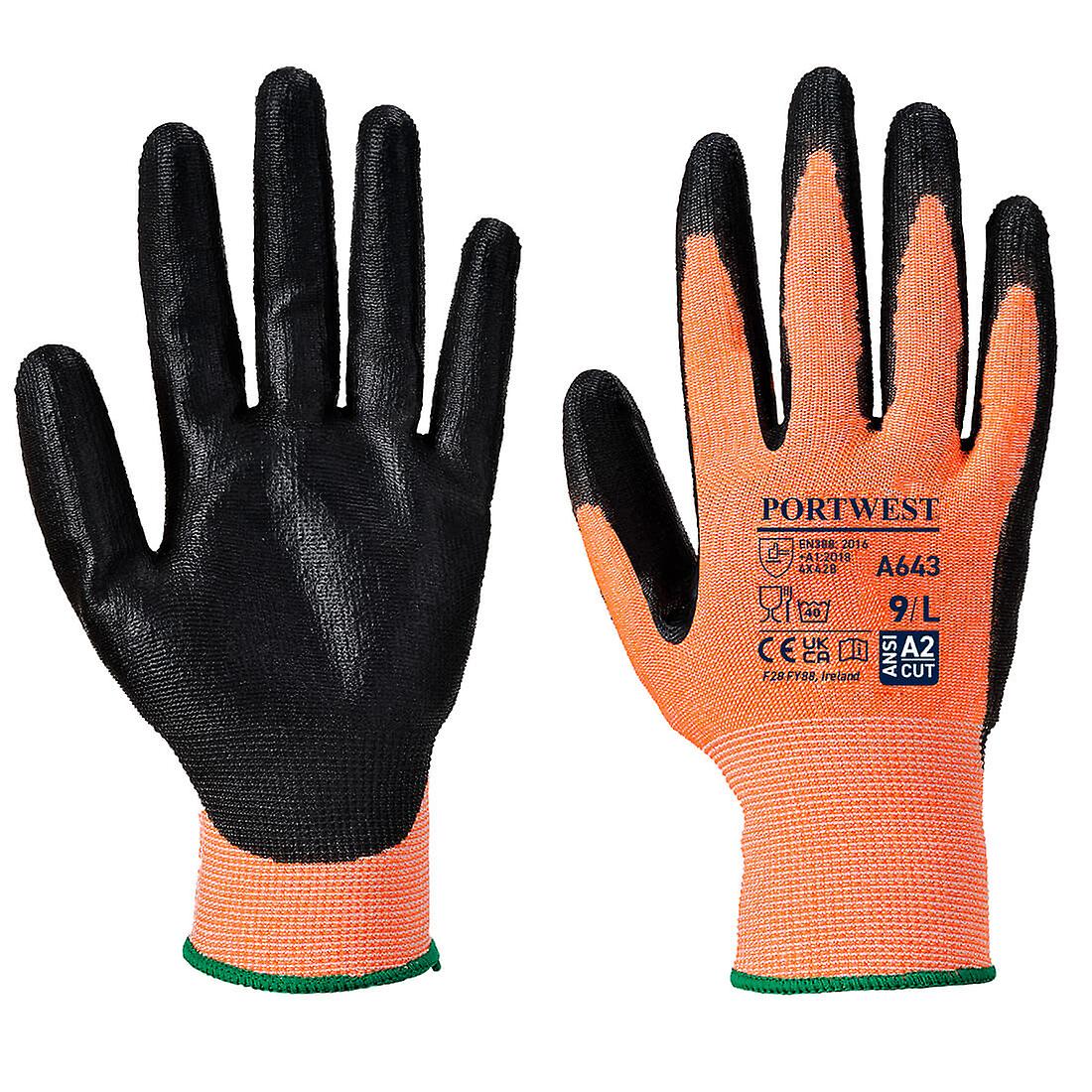 Portwest a643 amber cut resistant nitrile foam gloves