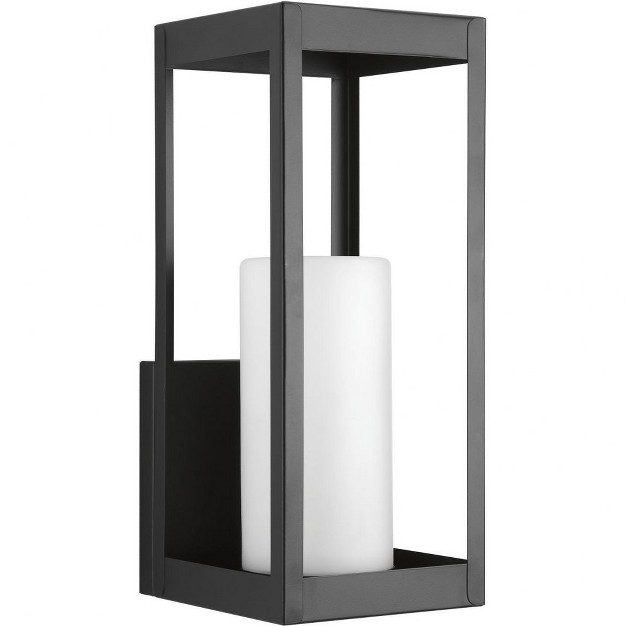 Progress Lighting Patewood 1 light Outdoor Wall Lantern Black Steel Pillar Candle Style Shade