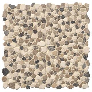 MSI Mix Marble Pebbles 11.42 in. x 11.42 in. Textured Marble Floor and Wall Tile (0.9 sq. ft.Each) PEB-MIXMAR