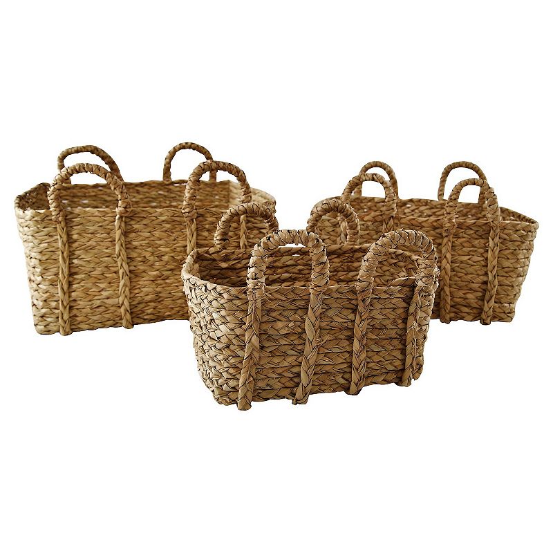 Saddle River Jumbo Rectangular Braided Rush Baskets 3-pc. Set