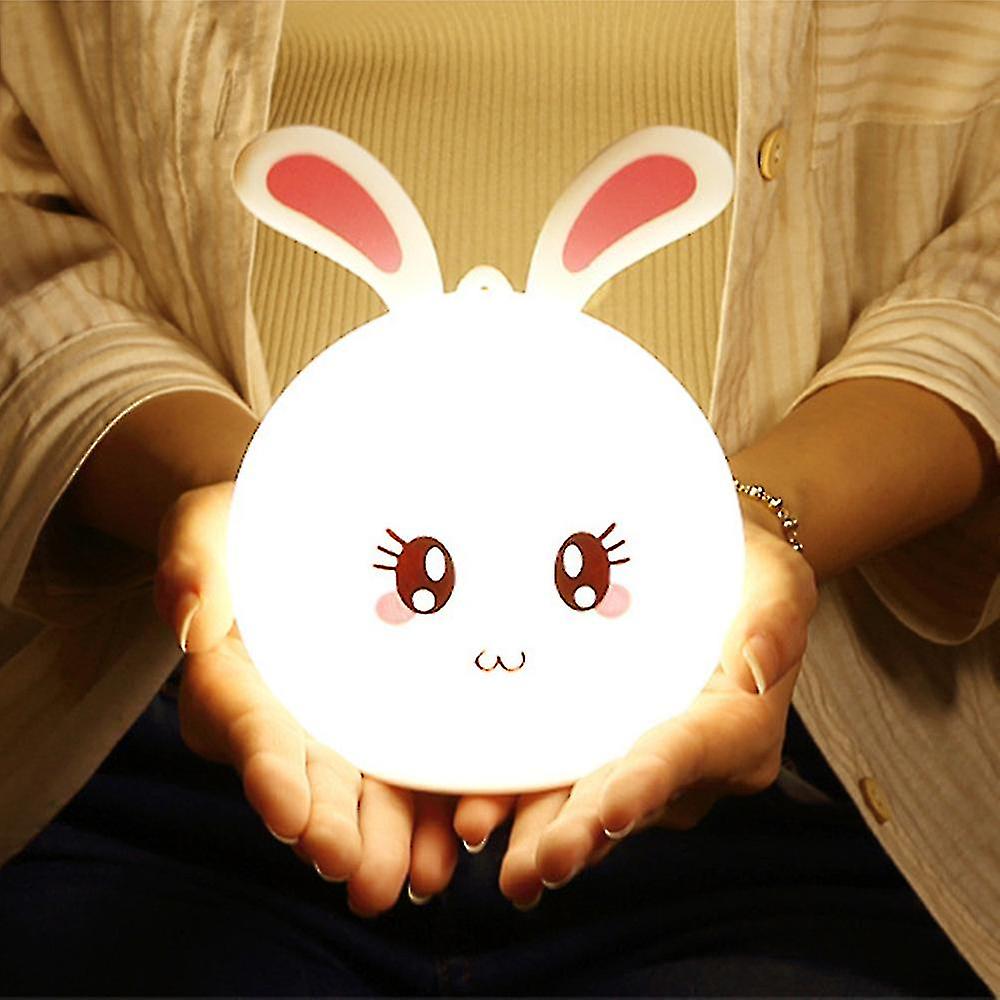 New Style Rabbit Lamp For Children Baby Kids Bedside Multicolor Silicone Touch Sensor Tap Control Led Night Light