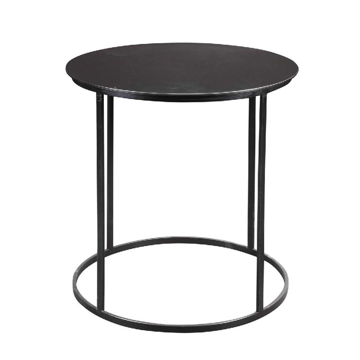 Round Metal Frame Side Table with Tubular Legs， Black