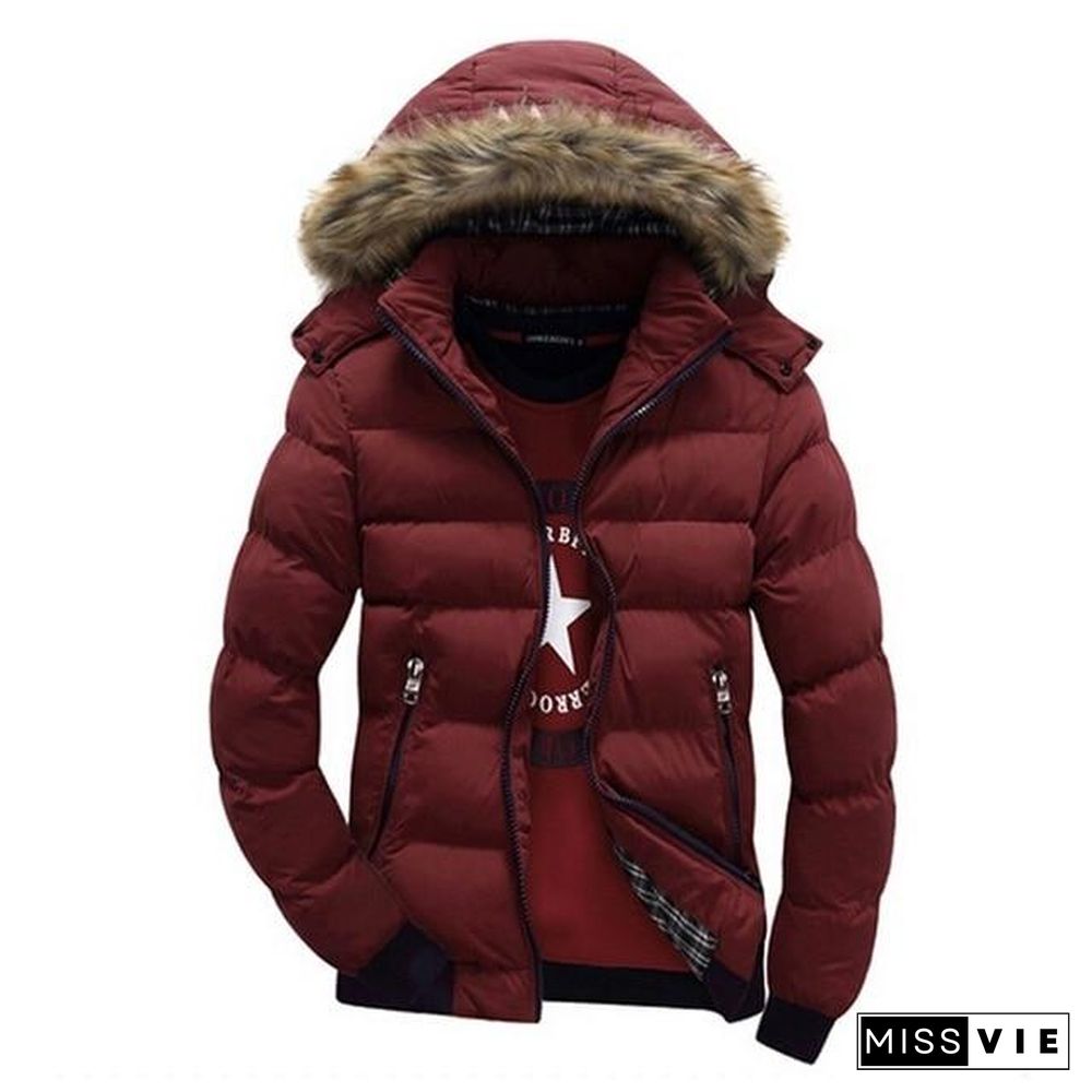 Men's Winter Jackets Thick Hooded Fur Collar Parka Men Coats Casual Padded Mens Jackets