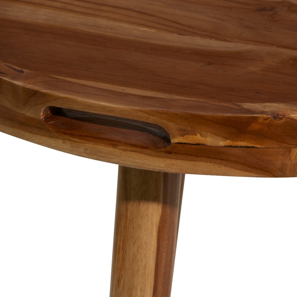 Brown Teak wood Contemporary Accent Table 24 x 24 x 24   24 x 24 x 24Round