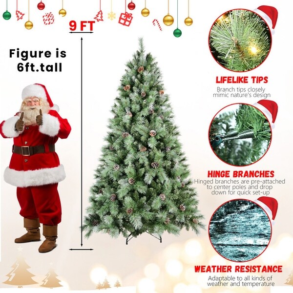 4/5/6/7/7.5/8/9 FT PVC/Pine Needle SnowSpray Christmas Tree with Light