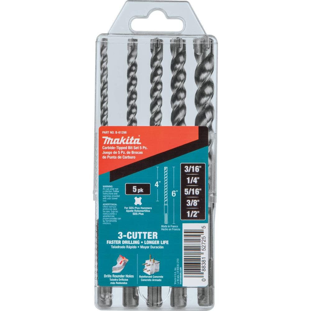 Makita 5 pc. SDS Plus Bit Set 3 Cutter B-61298 from Makita