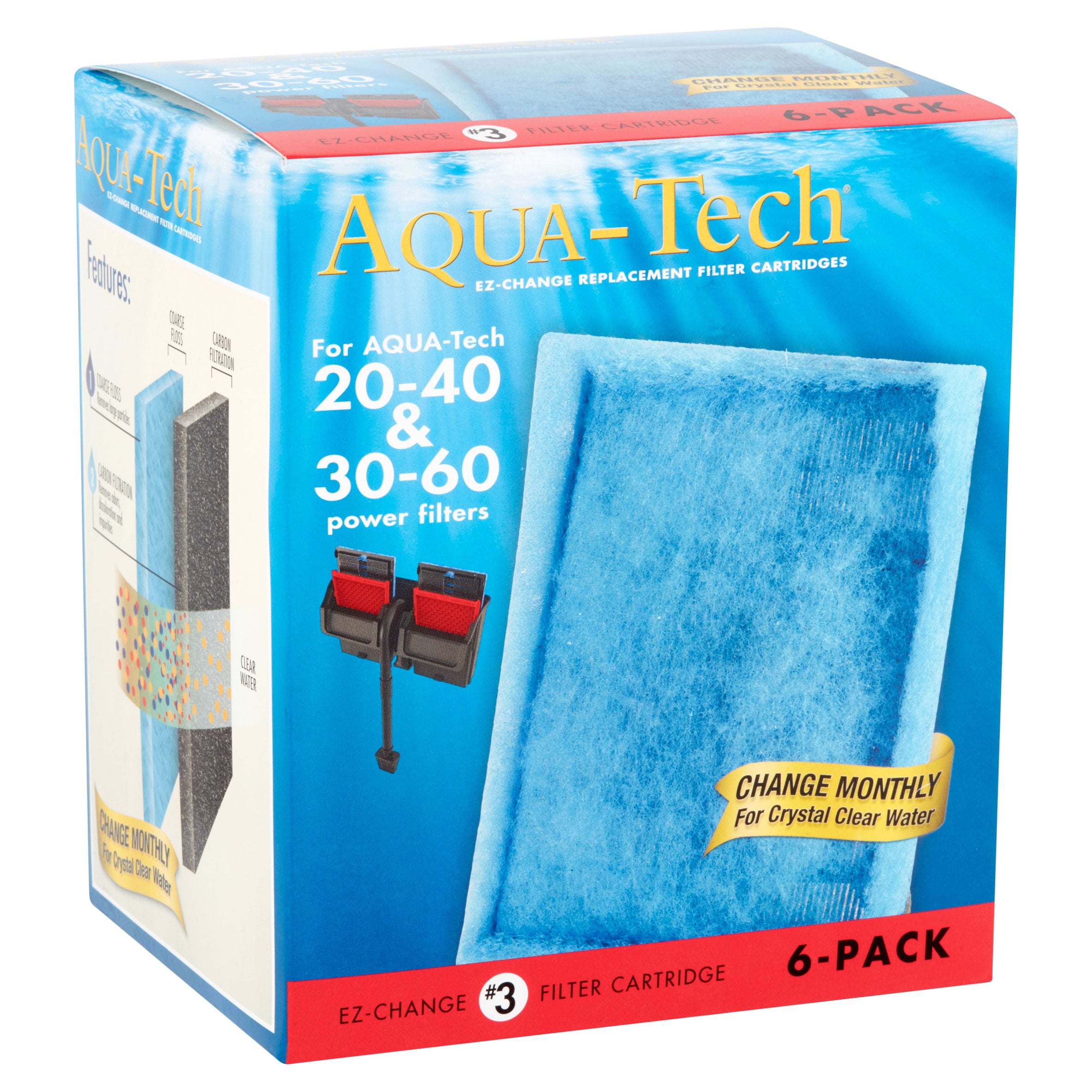 Aqua-Tech EZ-Change Replacement #3 Aquarium Filter Cartridge， 6 Pack