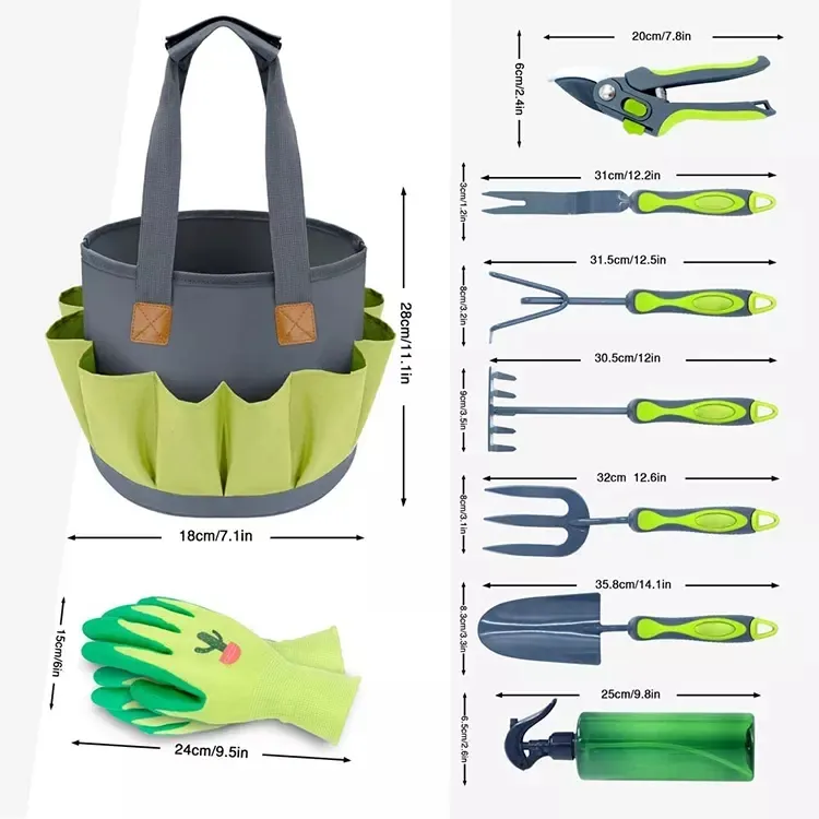 Hot Sale Carbon Steel Ergonomic Handles  Planting Hand Tool Kit With Garden Gifts 7 Piece