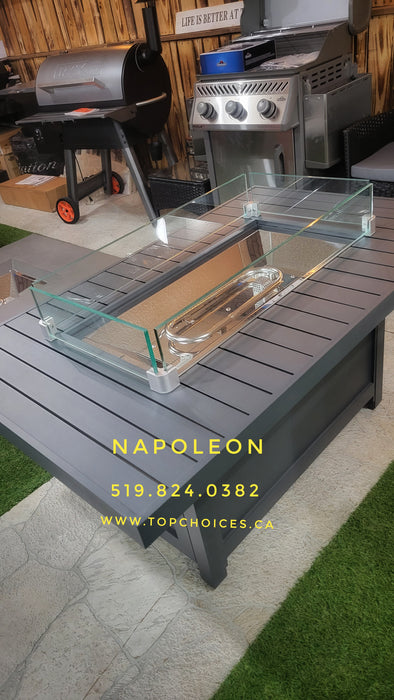 Napoleon Hampton Rectangle Patioflame Table with Windscreen and cover