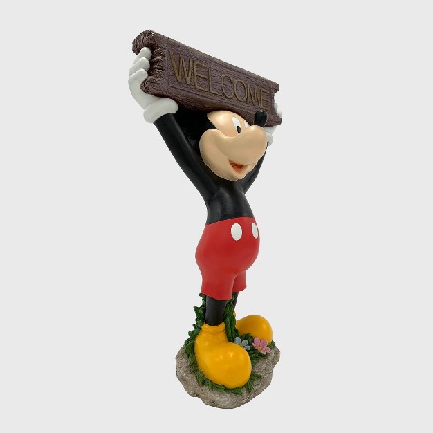 Mickey Mouse Solar Resin stone Statue With A Welcome Sign