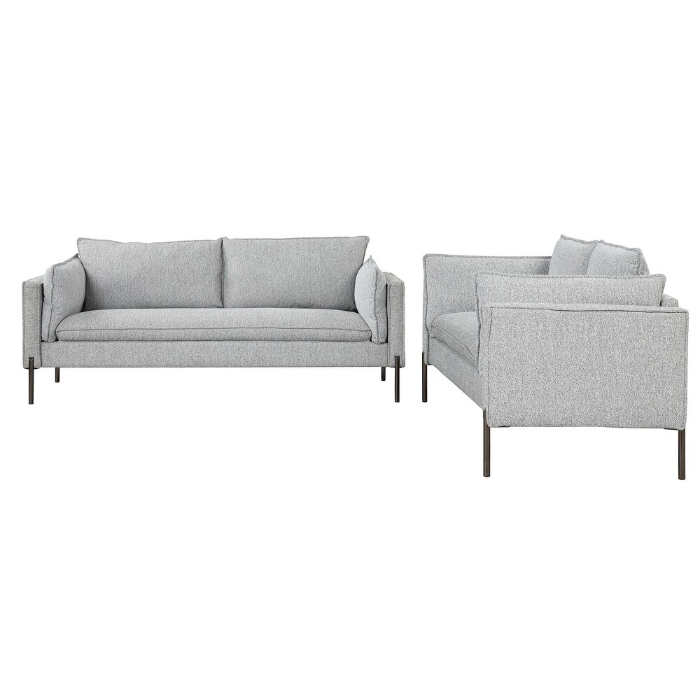 2 Piece Sofa Sets Modern Linen Fabric Upholstered  Loveseat and 3 Seat Couch Set Furniture with USB Charging Ports (2+3 seat)