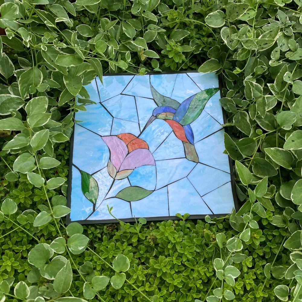 Outdoor Essentials 1 in. x 12 in. x 12 in. Square Polypropylene Hummingbird Decorative Garden Step Stone 430925