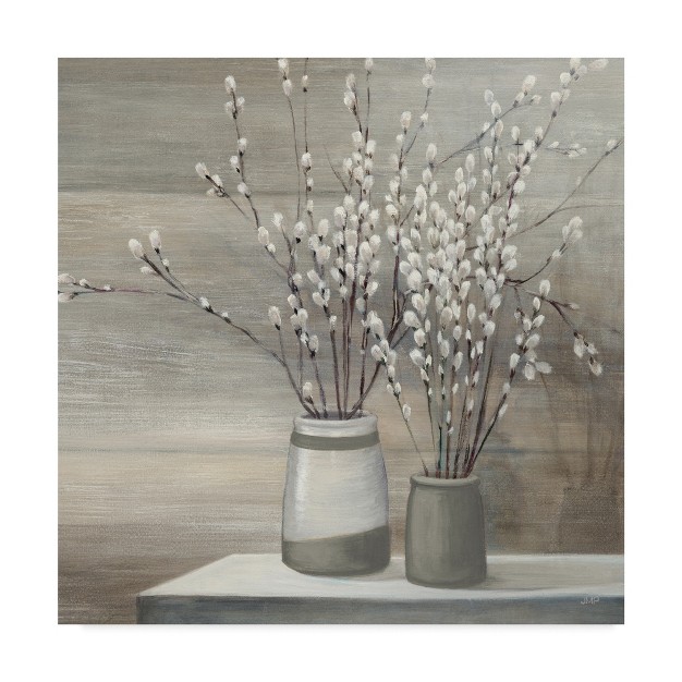 Trademark Fine Art julia Purinton x27 pussy Willow Still Life Gray Pots Crop x27 Canvas Art