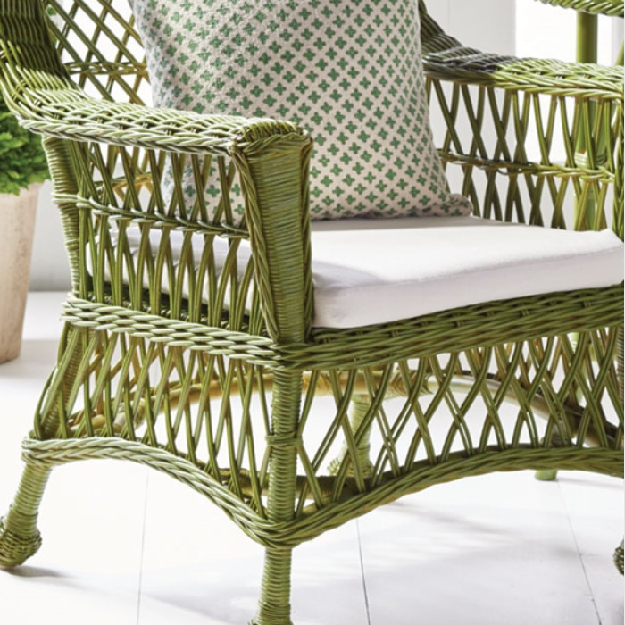 Vintage Style Classic Wicker Rattan Arm Chair Tropical Green With Cushion Woven   Tropical   Armchairs And Accent Chairs   by My Swanky Home  Houzz