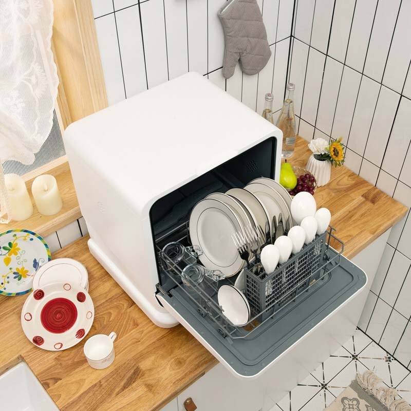 Portable Dishwasher Countertop Dishwashing Machine Hot Air Drying with 7.5L Water Tank & 5 Cleaning Modes