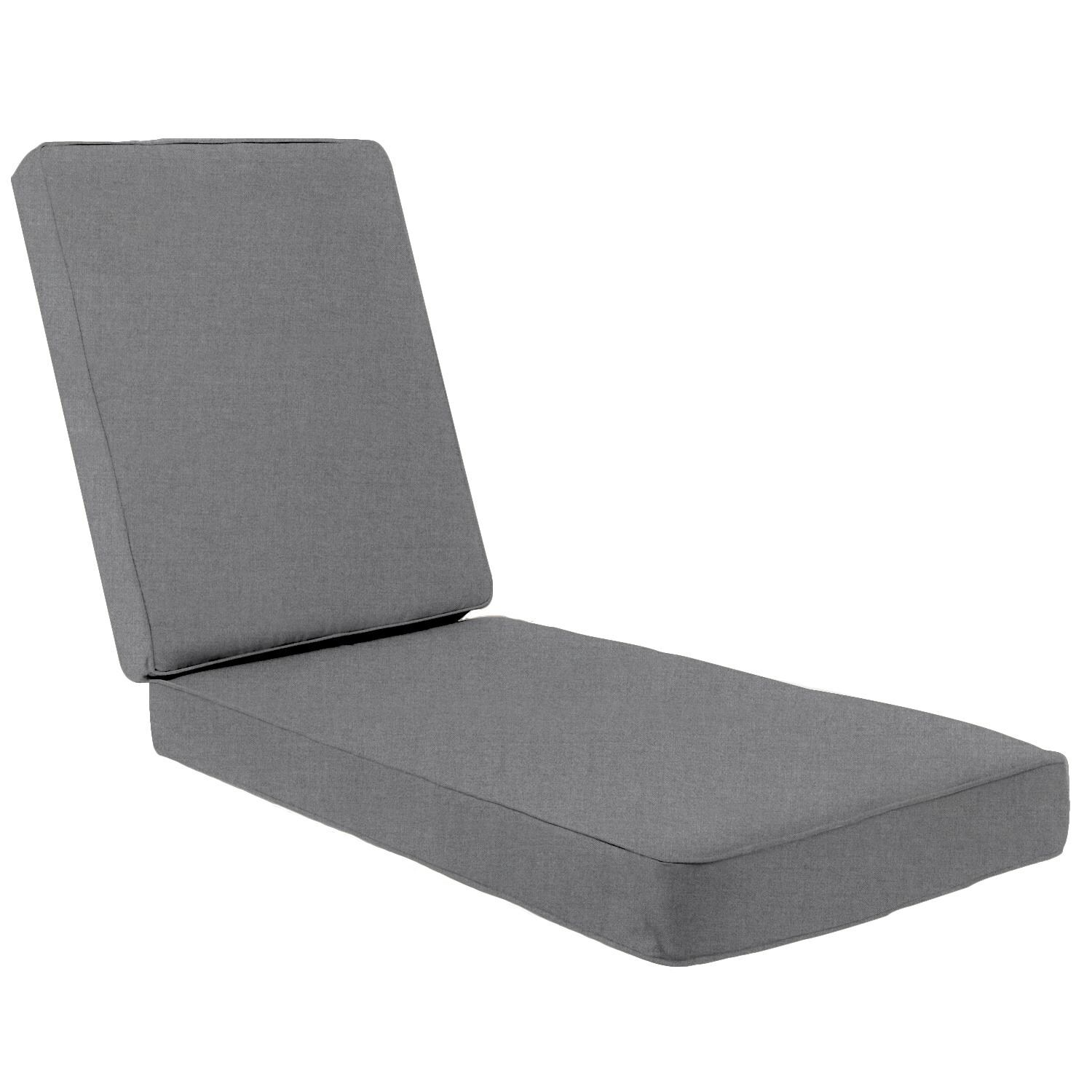 Sunbrella Cast Slate Extra Long Outdoor Replacement Chaise Lounge Cushion W/ Piping By Signature