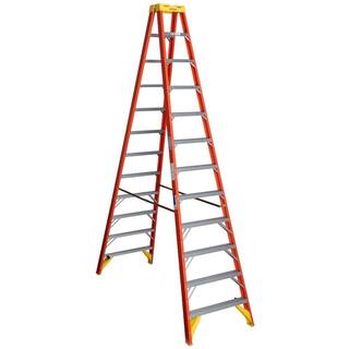 Werner 12 ft. Fiberglass Twin Step Ladder with 300 lbs. Load Capacity Type IA Duty Rating T6212