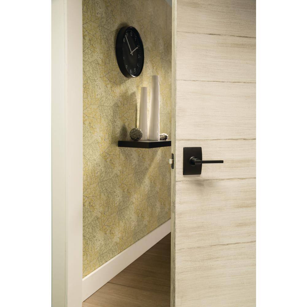 Schlage Latitude Matte Black Passage HallCloset Door Handle with Century Trim F10 LAT 622 CEN