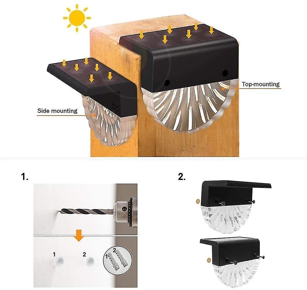 Miman 2 Pack Solar Fence Lights Waterproof Solar Step Light Use