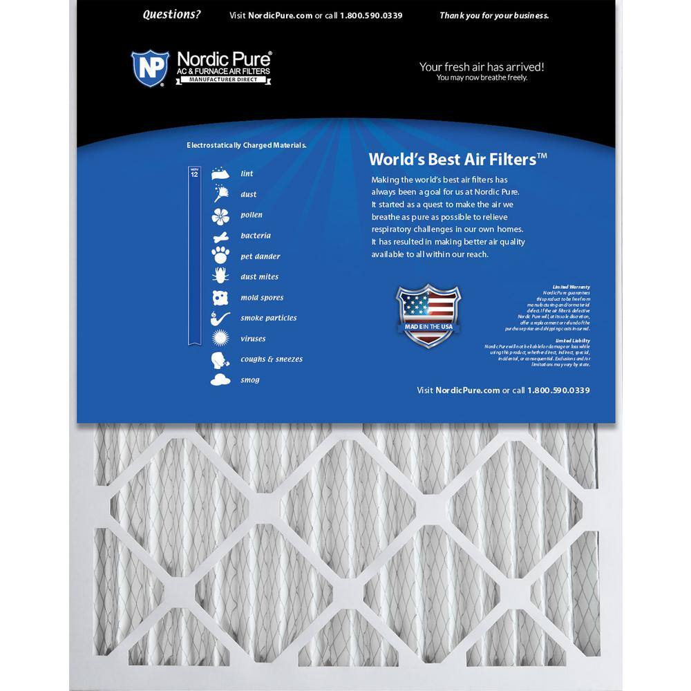 Nordic Pure 18 in. x 24 in. x 2 in. Allergen Pleated Air Filters MERV 12 (3-Pack) 18x24x2M12-3