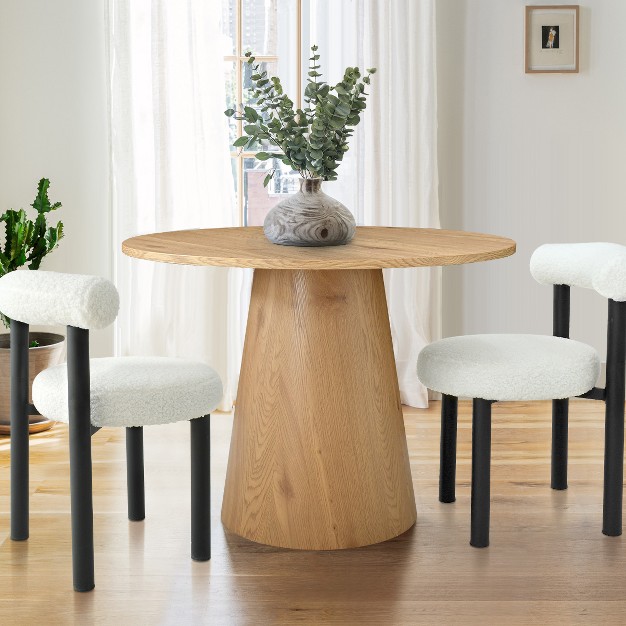 Manufactured Black Grain And 18 5 quot Wide 2 Round Seat Boucle Chairs Modern Round Dining Table Set the Pop Maison