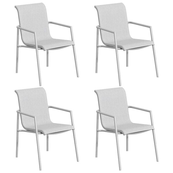 Orso White Gray Sling Armchair ， Set of Four