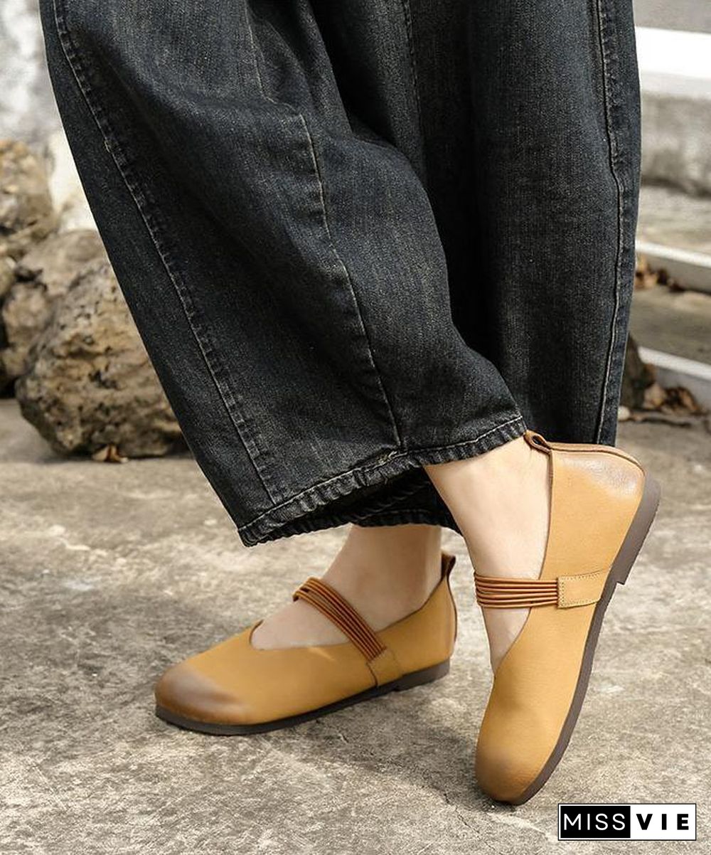 Boutique Lace Up Flats Yellow Suede